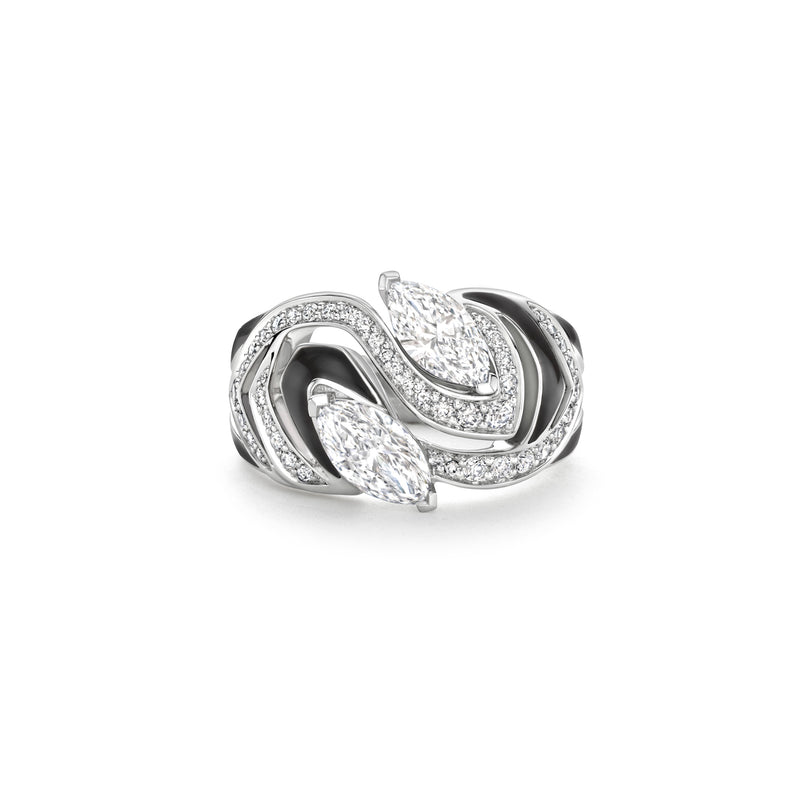 Africa Zebra Platinum Diamond Ring