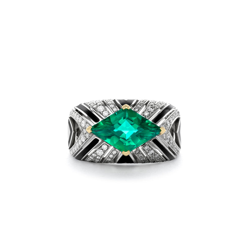 Africa Zebra Kite Emerald Ring