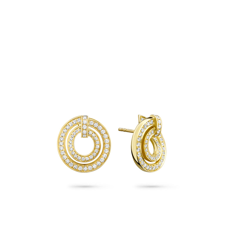 Roulette Yellow Gold Diamond Wrap Earrings