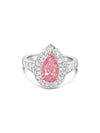Vintage Pear Pink Diamond Platinum and Rose Gold Ring