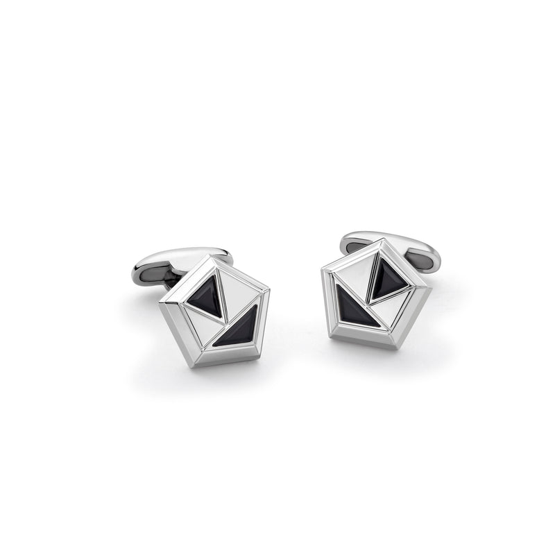 Velocity White Gold Onyx Cufflinks