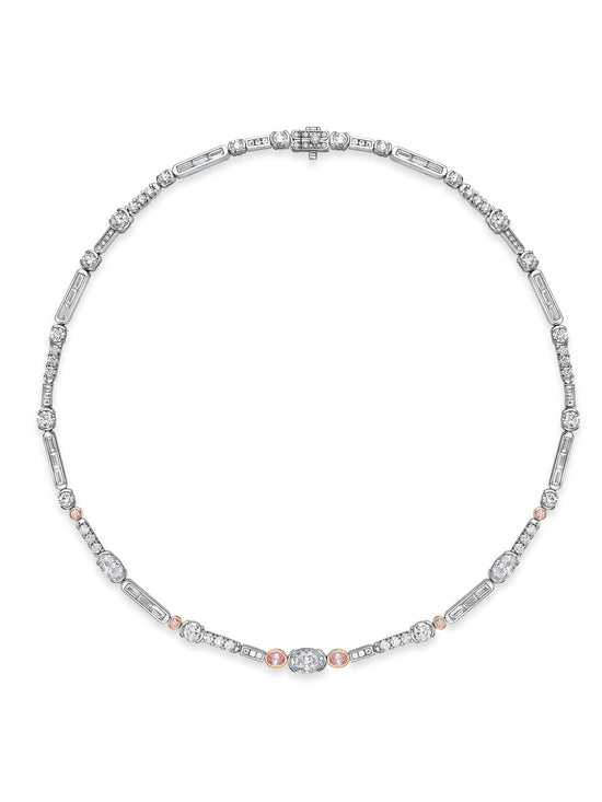 The National Gallery Play of Light Pink and White Diamond Necklace