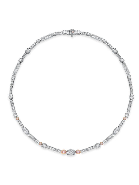 The National Gallery Play of Light Pink and White Diamond Necklace