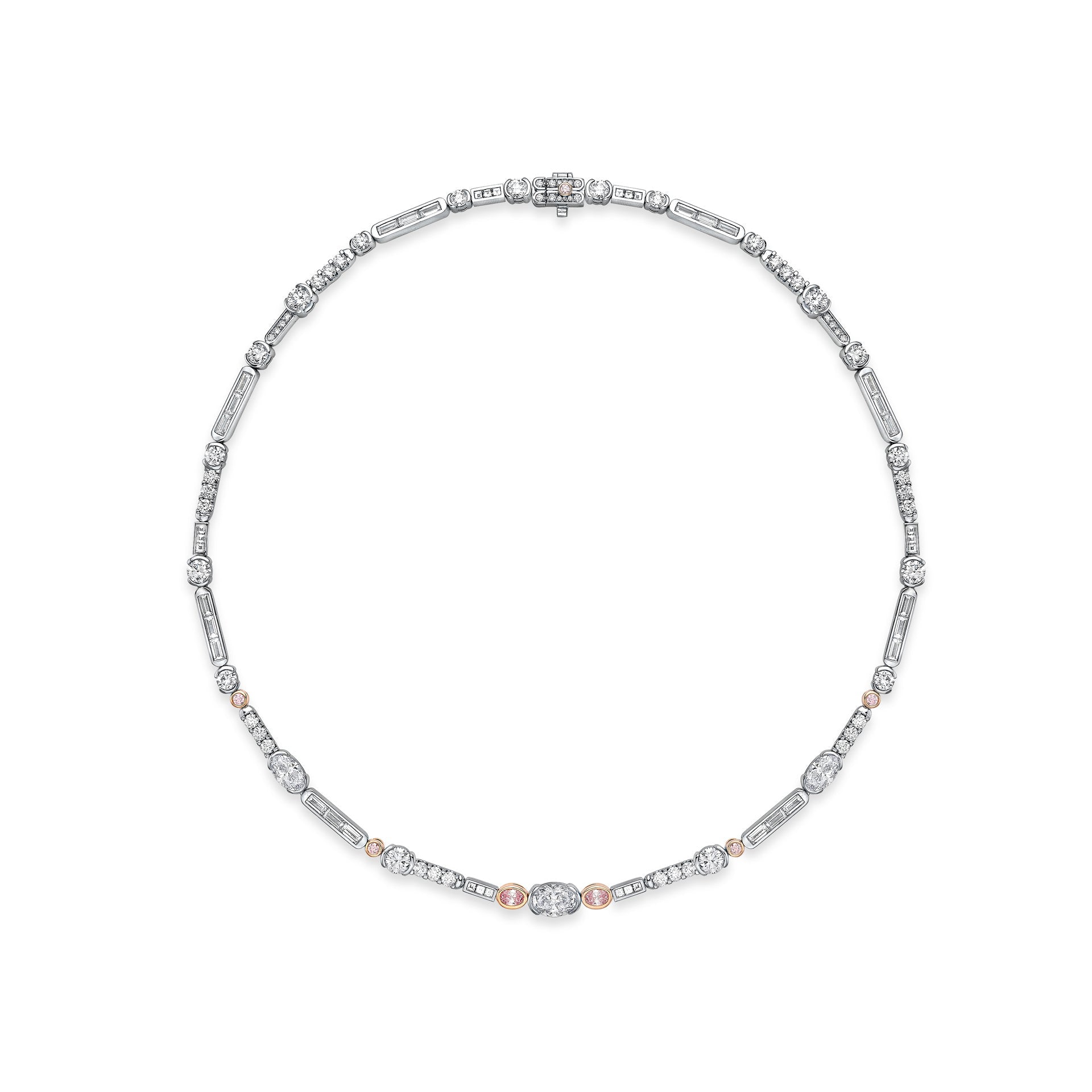 Play of Light Pink and White Diamond Necklace