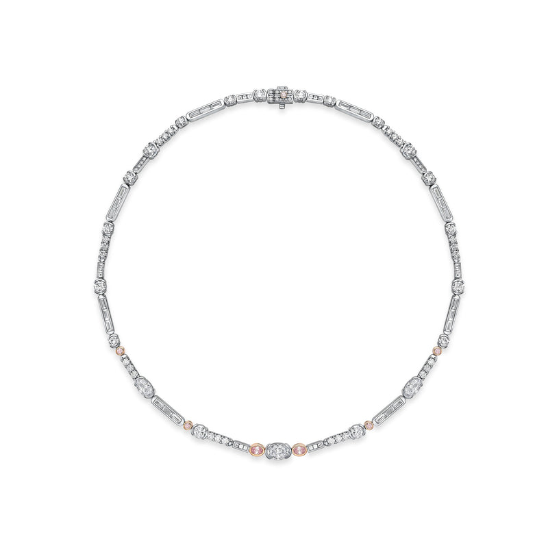 Play of Light Pink and White Diamond Necklace