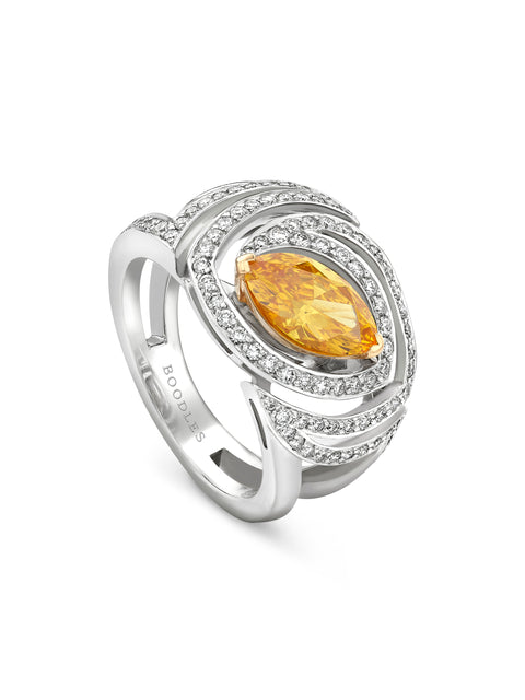 Yellow Marquise Impressions Ring