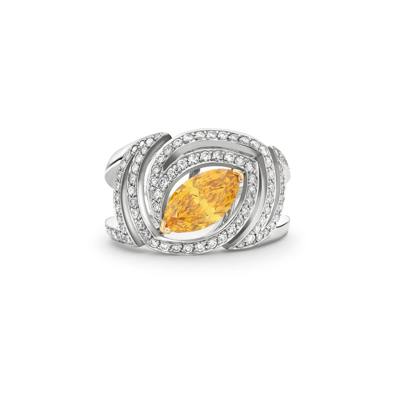 Impression Marquise Yellow Diamond Platinum Ring