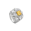 Scroll Radiant Cut Yellow Diamond Platinum Ring