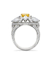 Scroll Radiant Cut Yellow Diamond Platinum Ring