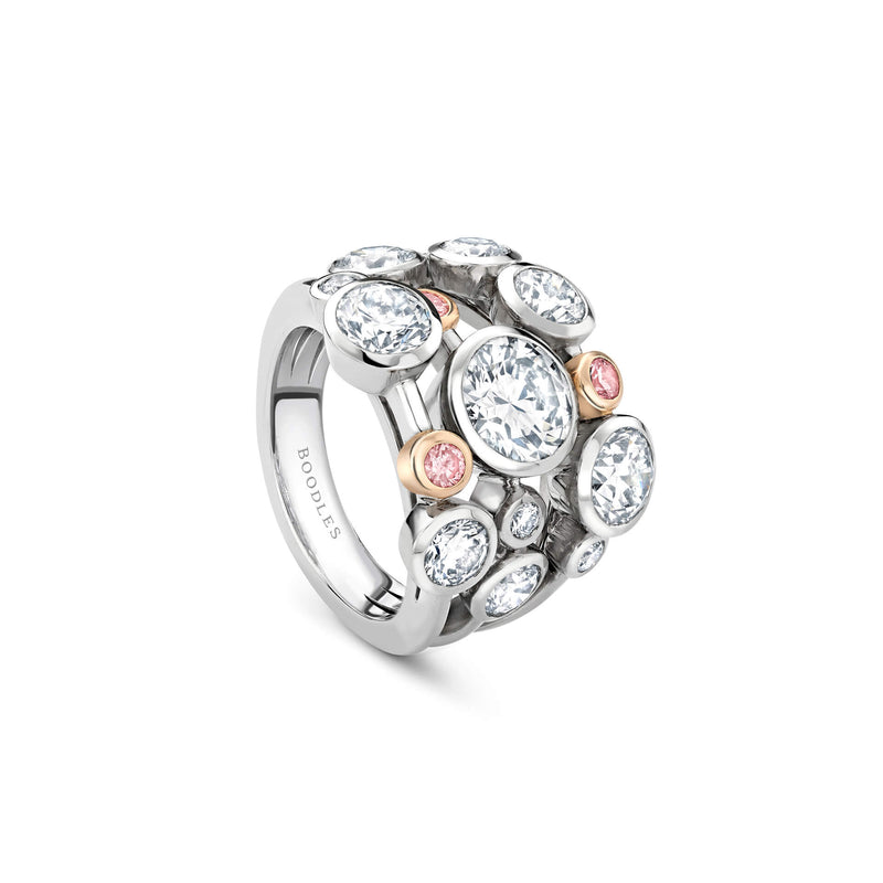 Raindance Pink and White Diamond Platinum Ring