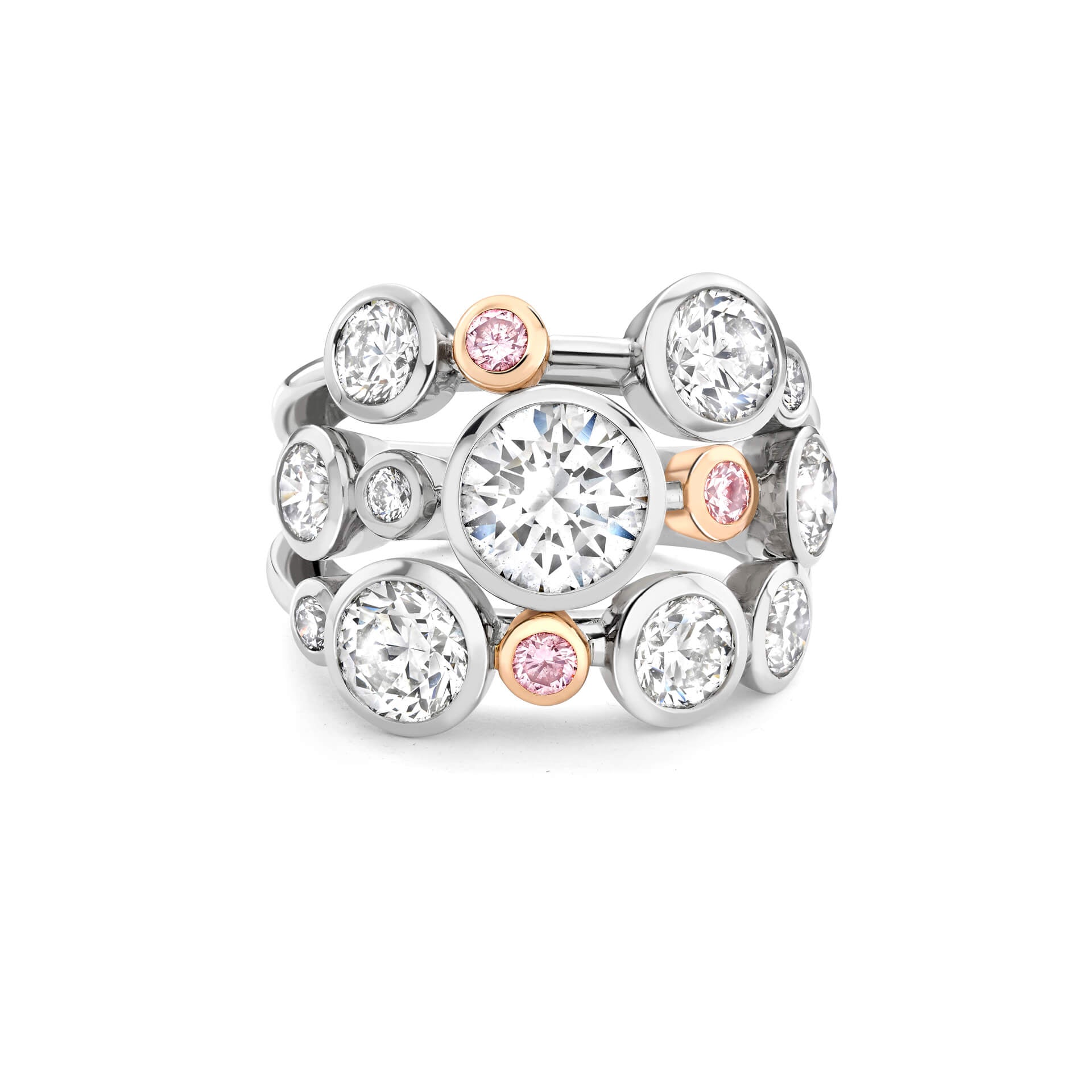 Raindance Pink and White Diamond Platinum Ring