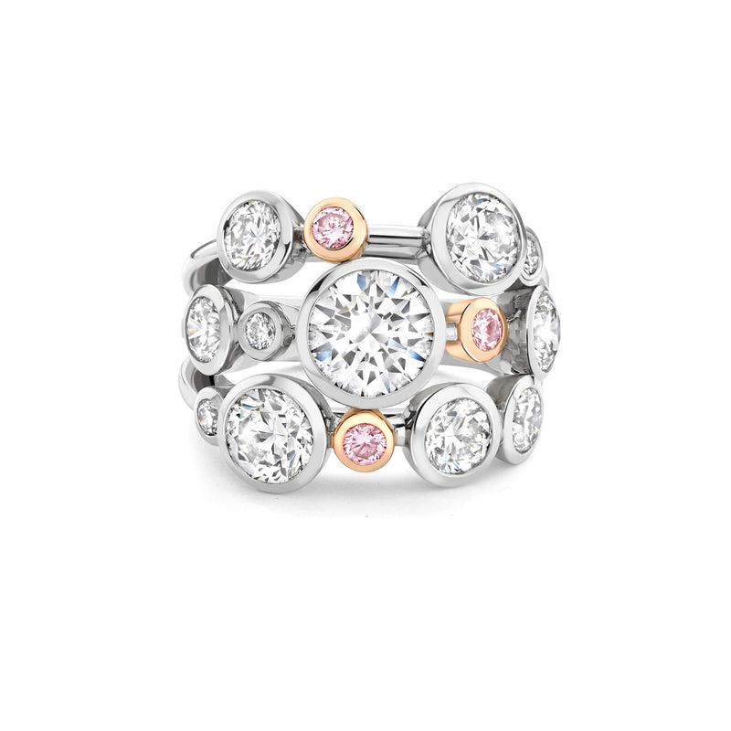 Raindance Pink and White Diamond Platinum Ring
