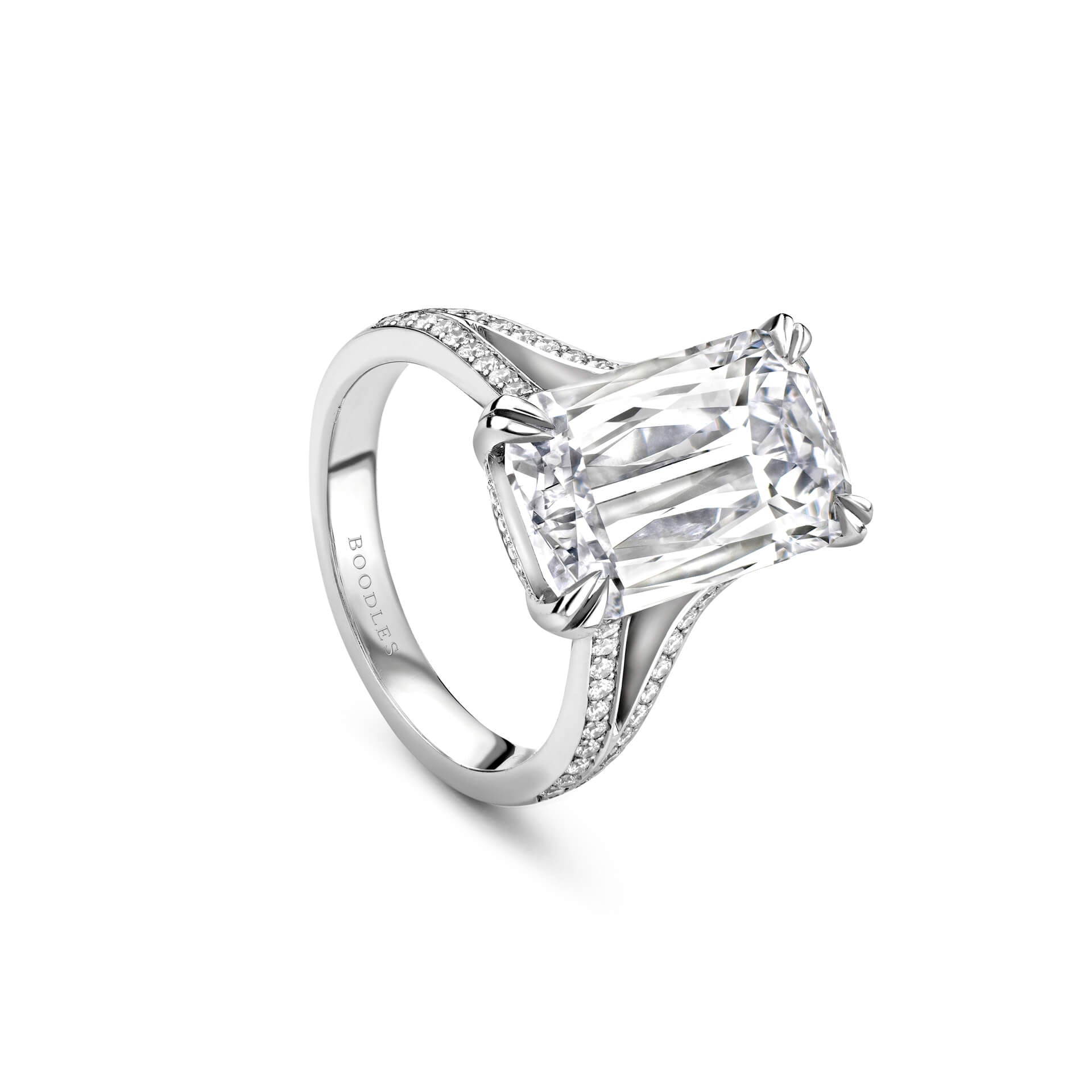 Ashoka Diamond Split Shoulders Platinum Ring