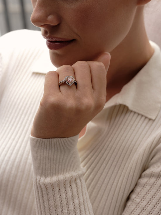 Vintage Heart Pink Diamond Ring
