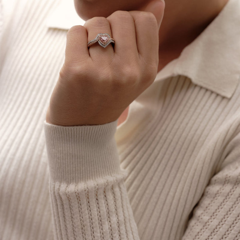 Vintage Heart Pink Diamond Ring
