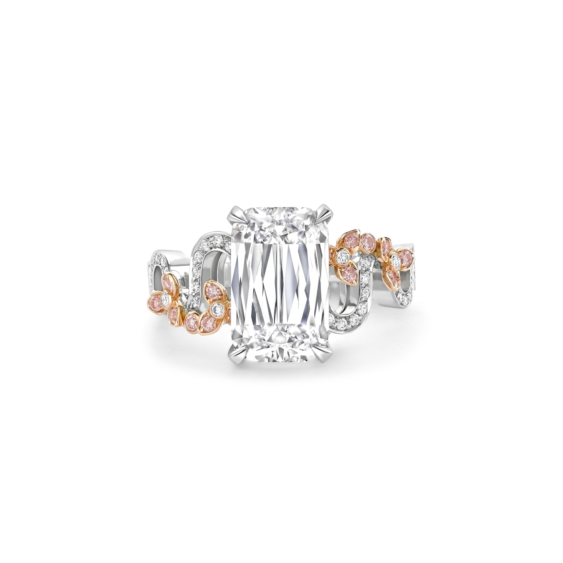 Santorini Ashoka Diamond Platinum and Rose Gold Ring