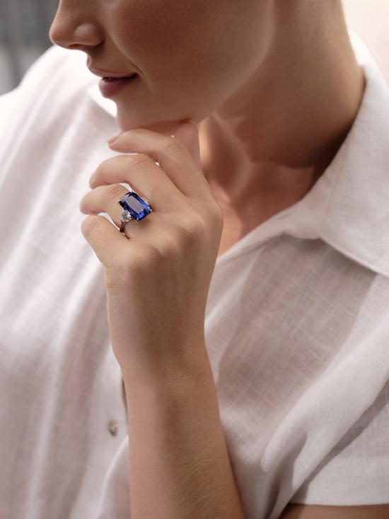 Classic Sapphire Ashoka Platinum Ring