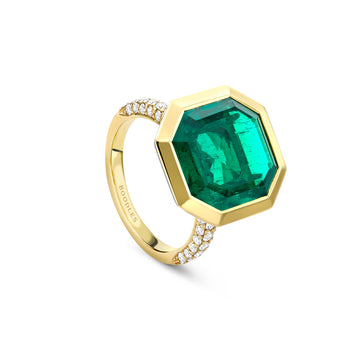 Florentine Dolce Vita Emerald Yellow Gold Ring