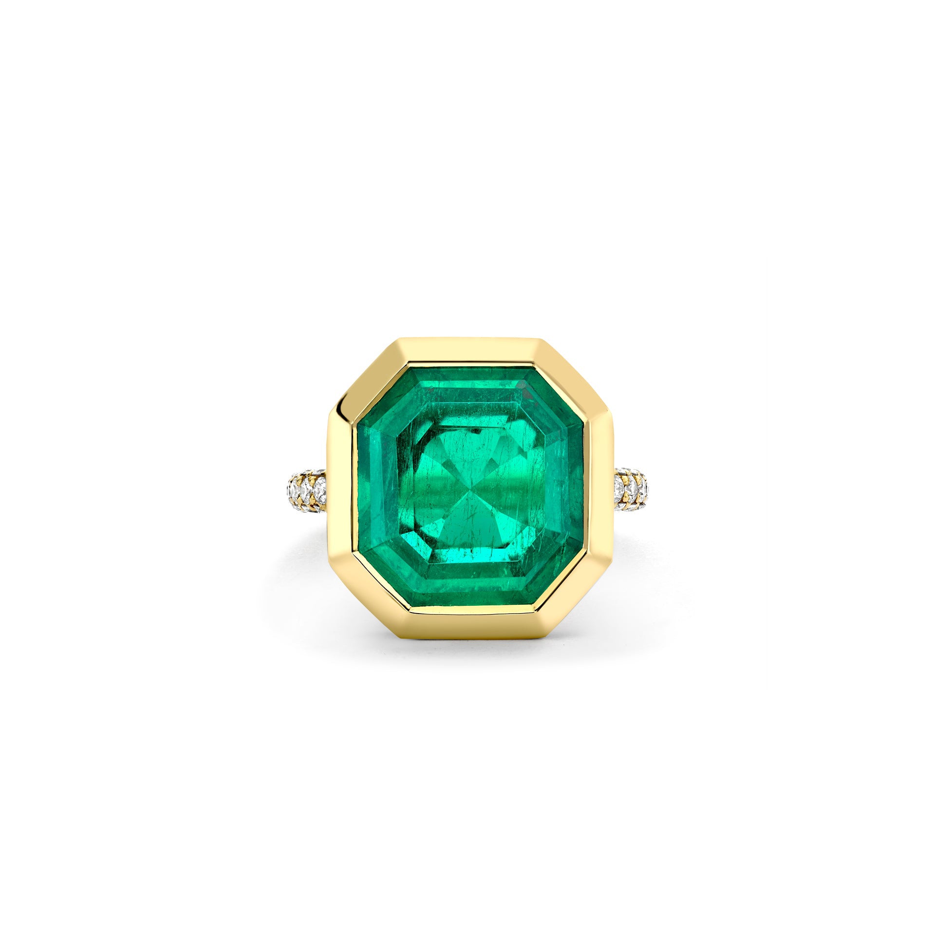 Florentine Emerald Yellow Gold Ring