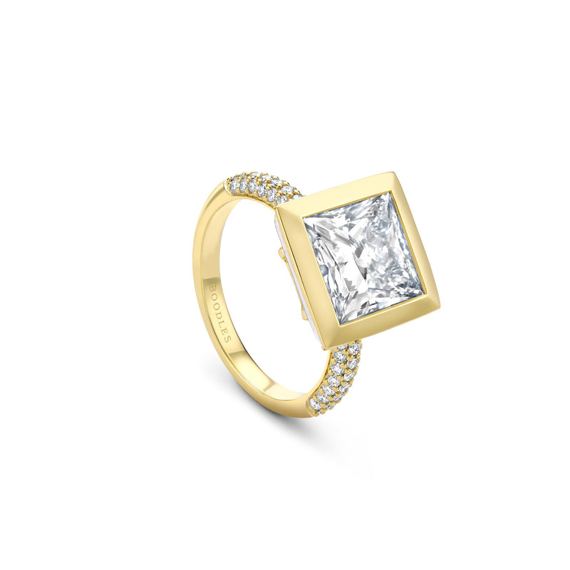 Florentine Princess Cut Yellow Gold Diamond Ring