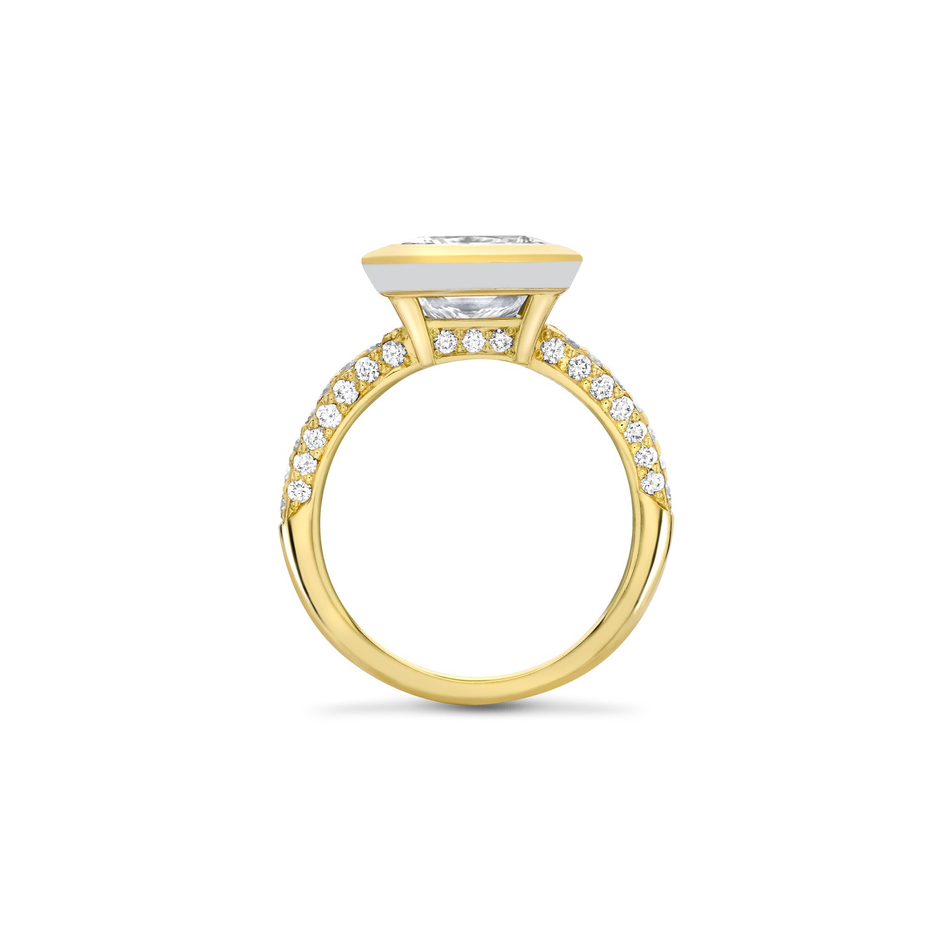 Florentine Princess Cut Yellow Gold Diamond Ring