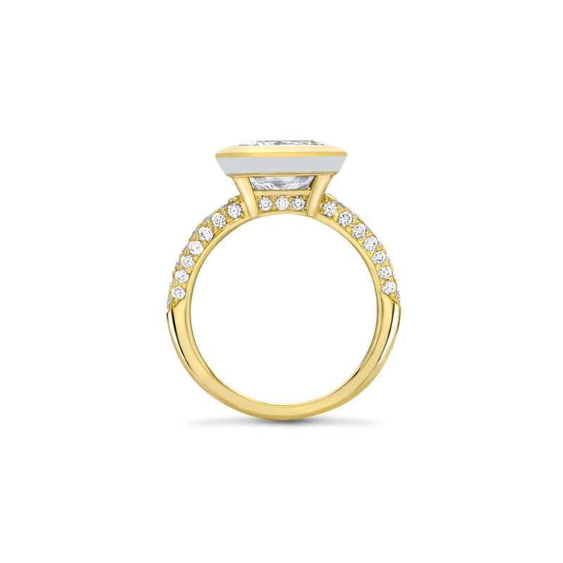 Florentine Princess Cut Yellow Gold Diamond Ring