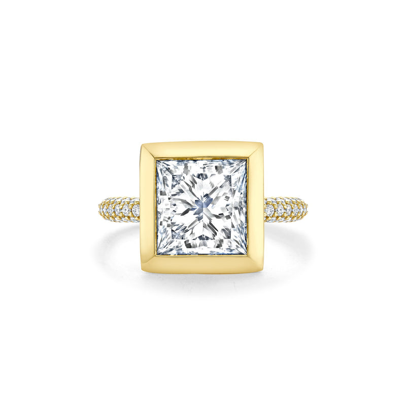 Florentine Princess Cut Yellow Gold Diamond Ring