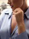 Peace of Mined Cushion Diamond Platinum and Yellow Gold Ring