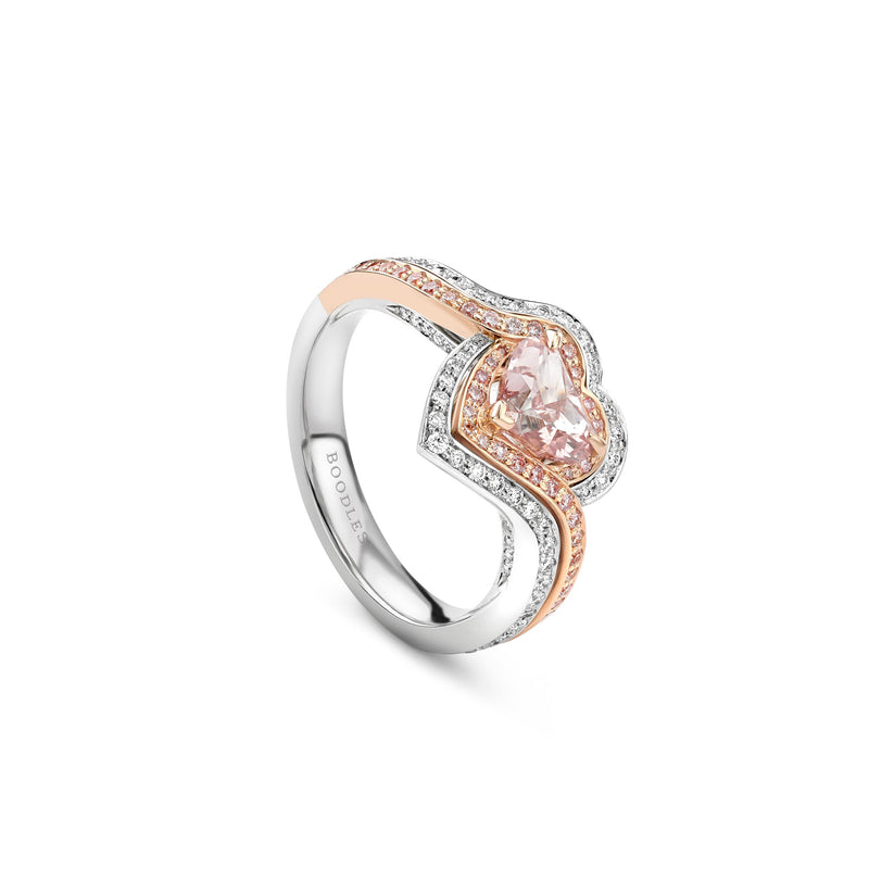 Vintage Heart Pink Diamond Ring