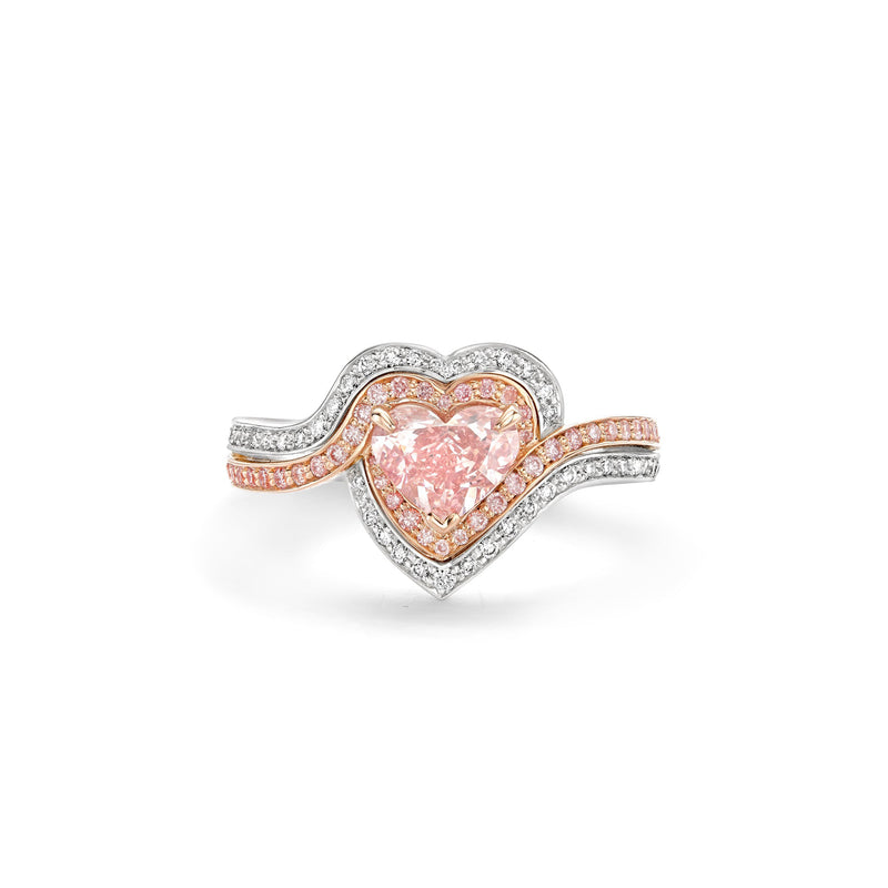 Vintage Heart Pink Diamond Ring