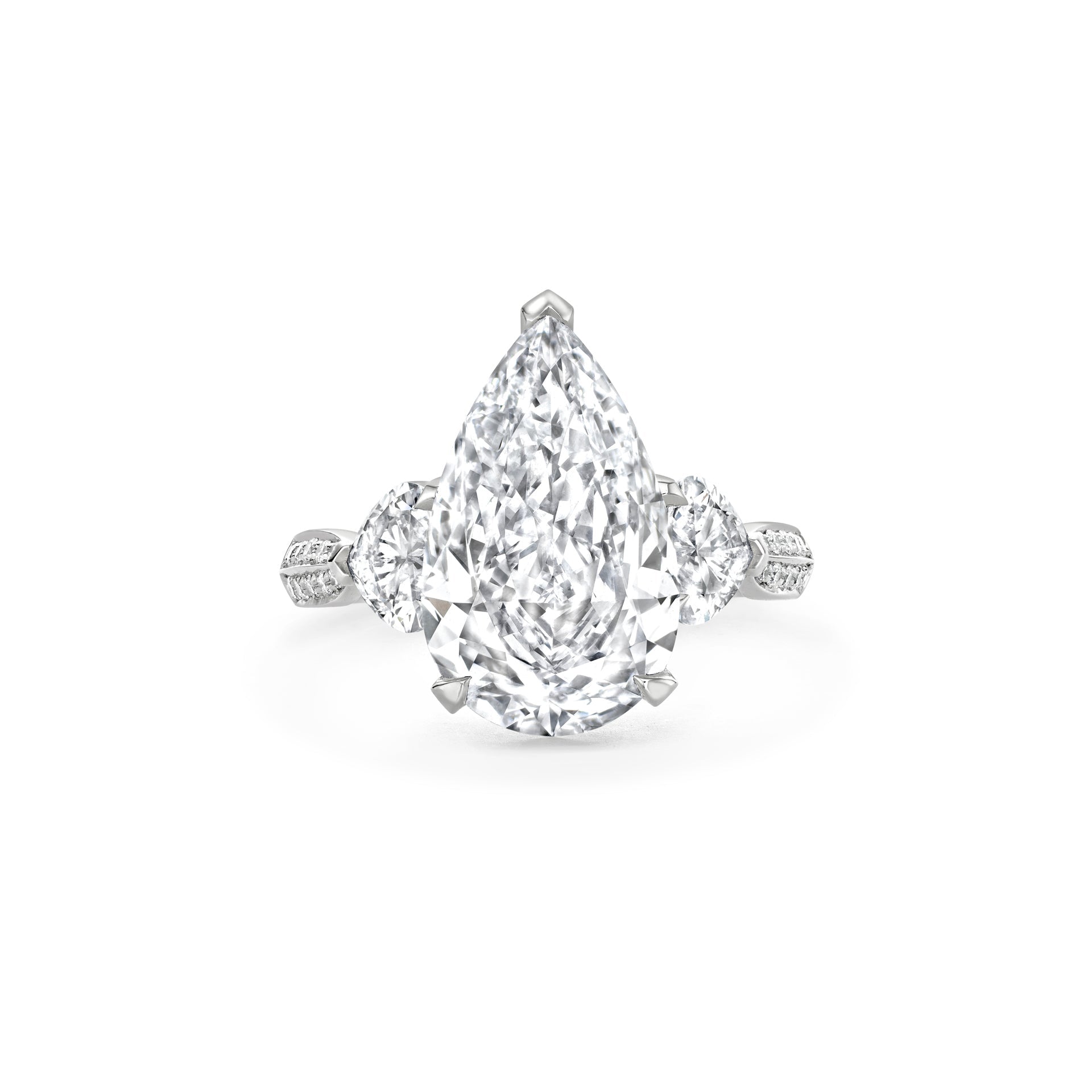 Petal Large Pear Diamond Platinum Ring