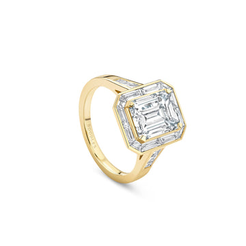 Vintage Emerald Cut Diamond Yellow Gold Ring