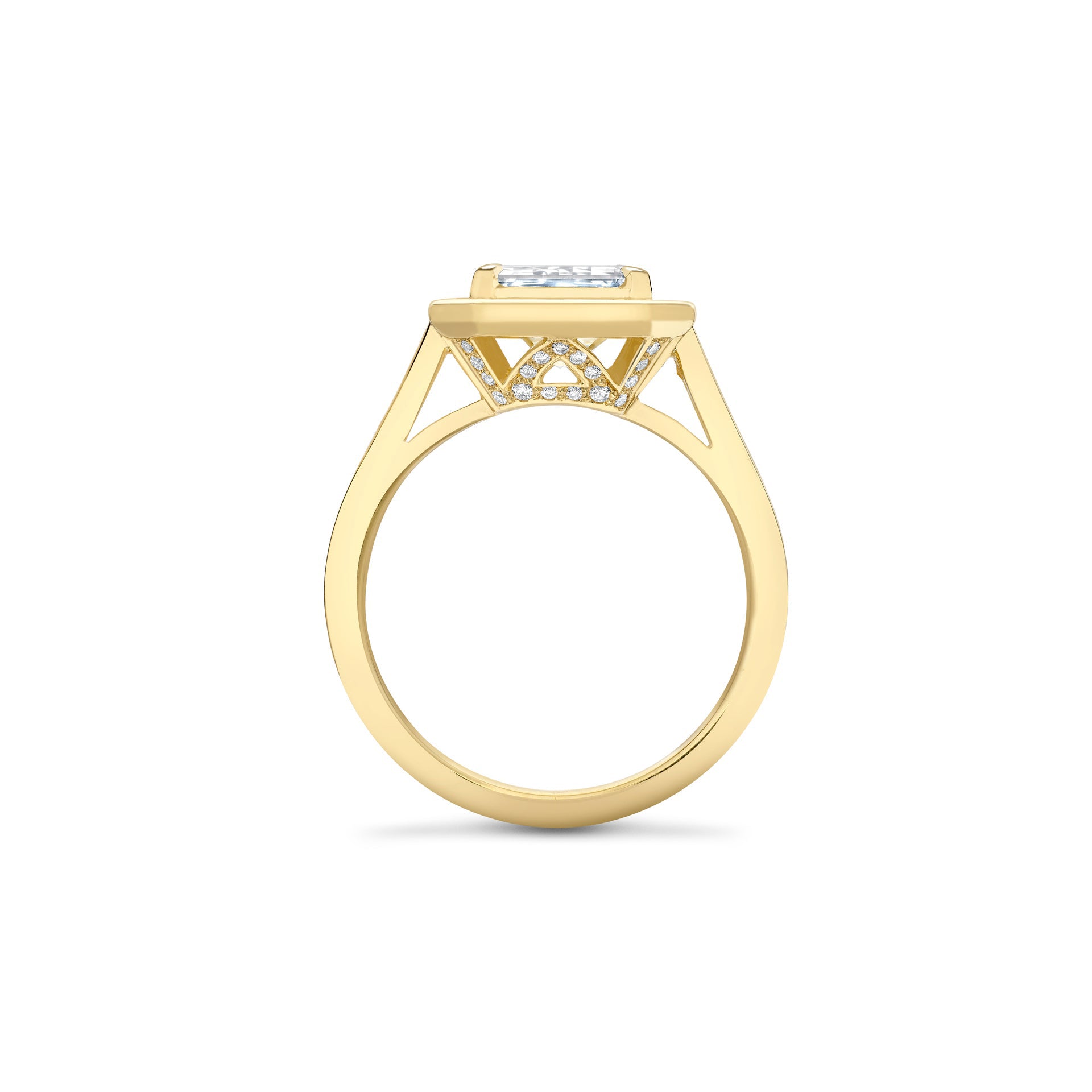 Vintage Emerald Cut Diamond Yellow Gold Ring