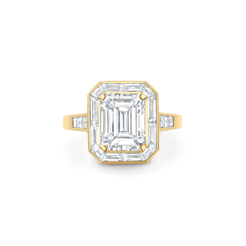 Vintage Emerald Cut Diamond Yellow Gold Ring