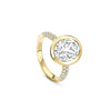 Florentine Oval Diamond White Enamel Yellow Gold Ring