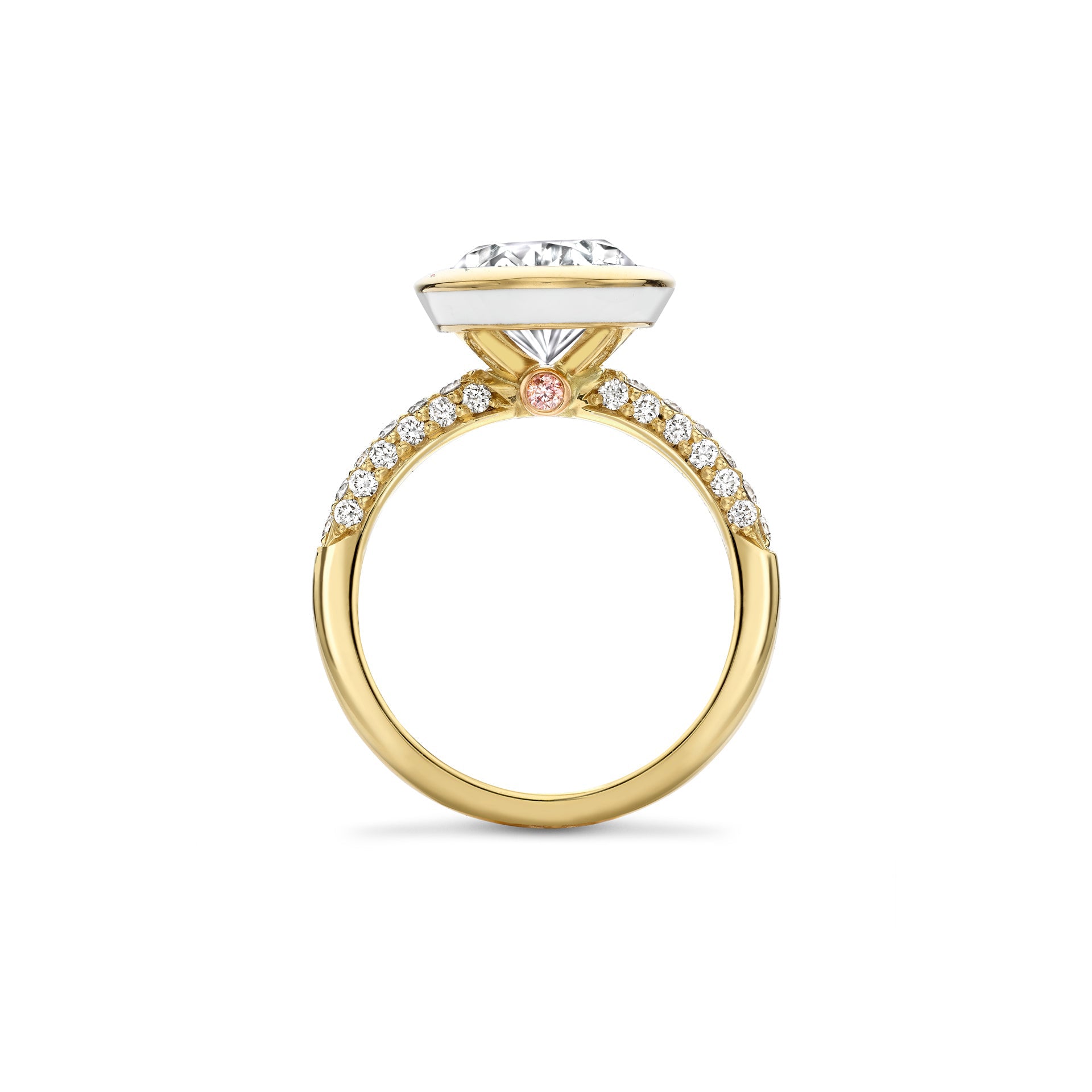 Florentine Oval Diamond Yellow Gold Ring