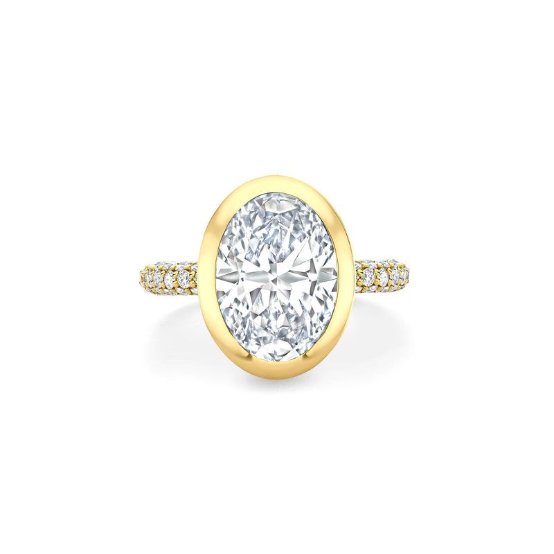 Florentine Oval Diamond Yellow Gold Ring
