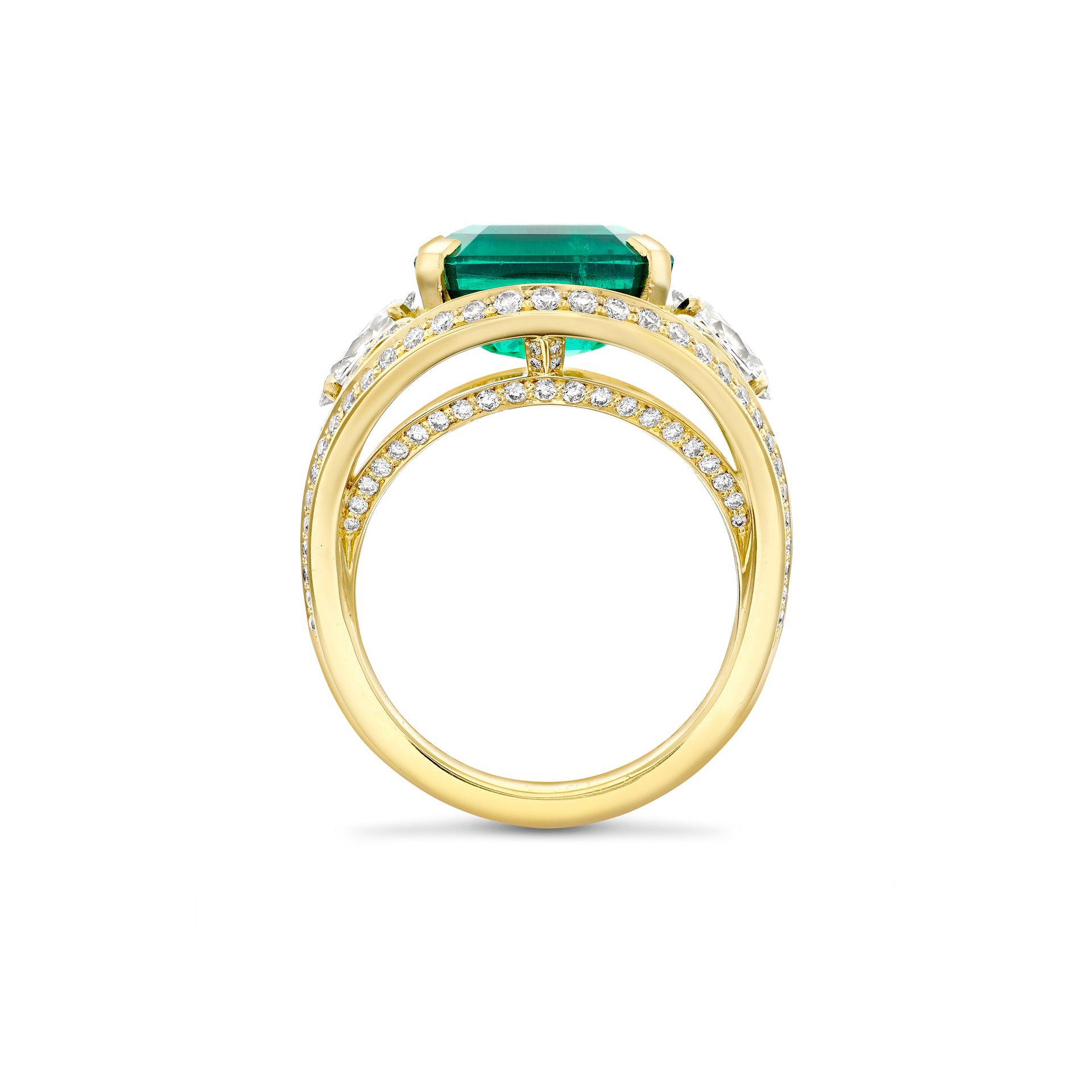 Classic Octagonal Emerald Yellow Gold Ring
