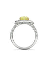 Swirl Design Platinum Cushion Yellow Diamond Ring