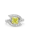 Swirl Design Platinum Cushion Yellow Diamond Ring