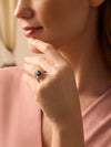 Fifth Avenue Cushion Sapphire and Pink Diamond Yellow Gold Ring