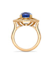 Fifth Avenue Cushion Sapphire and Pink Diamond Yellow Gold Ring