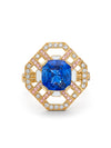 Fifth Avenue Cushion Sapphire and Pink Diamond Yellow Gold Ring