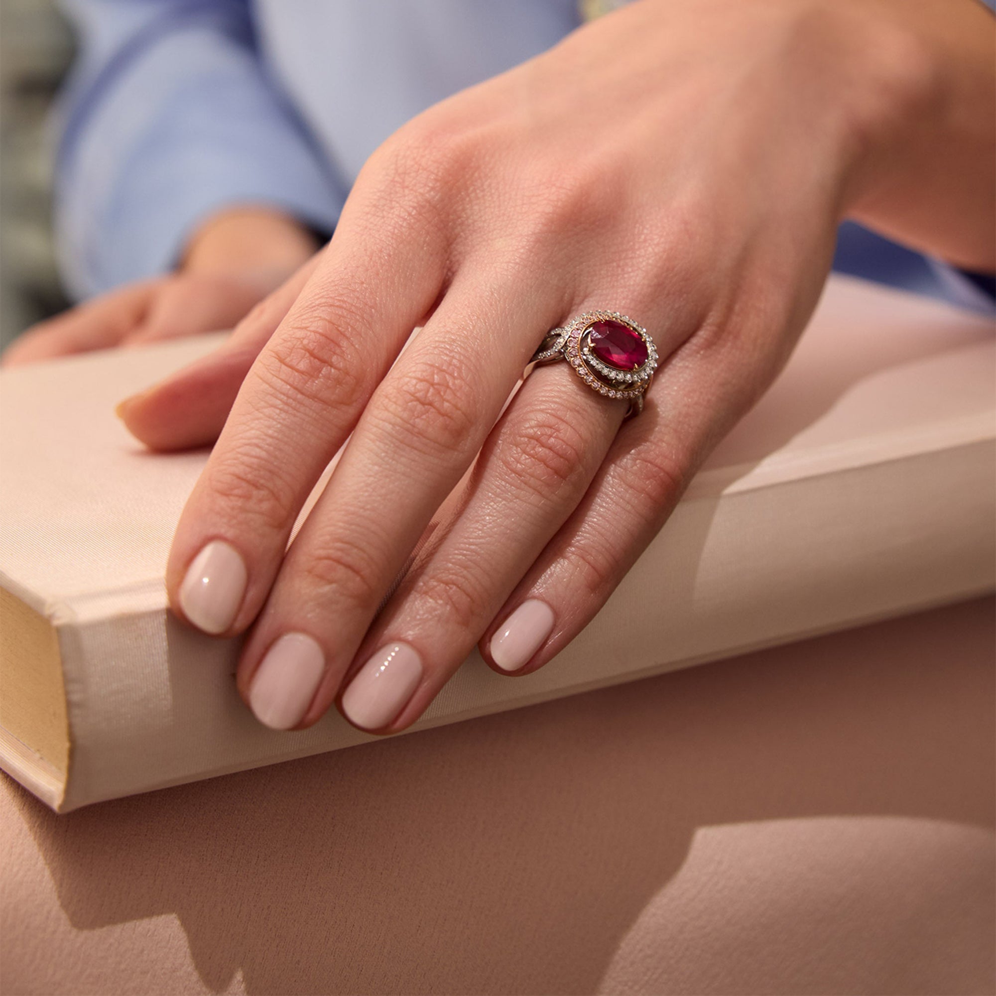 Monaco Oval Ruby and Pink Diamond Ring