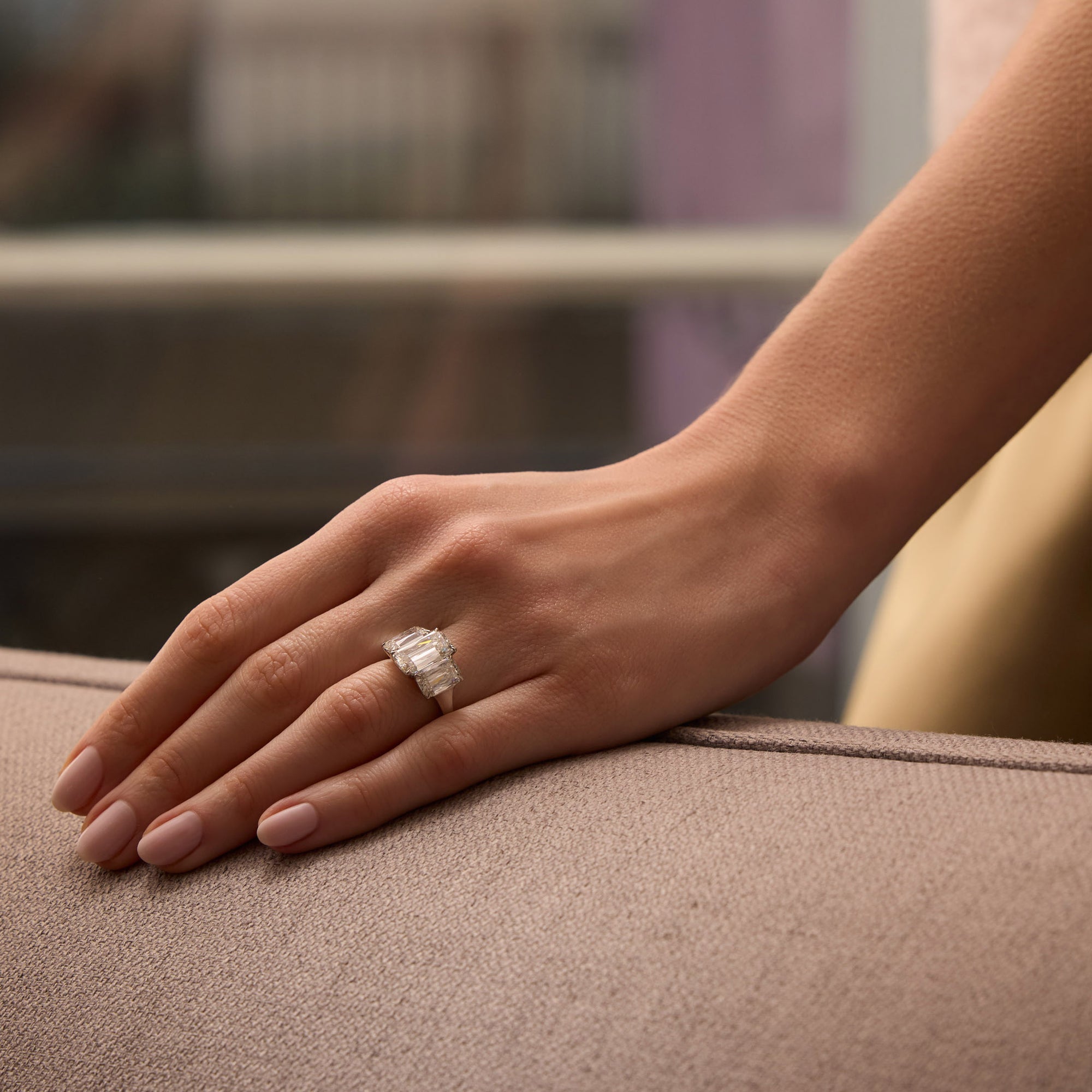 Trilogy Large Ashoka Diamond Platinum Ring