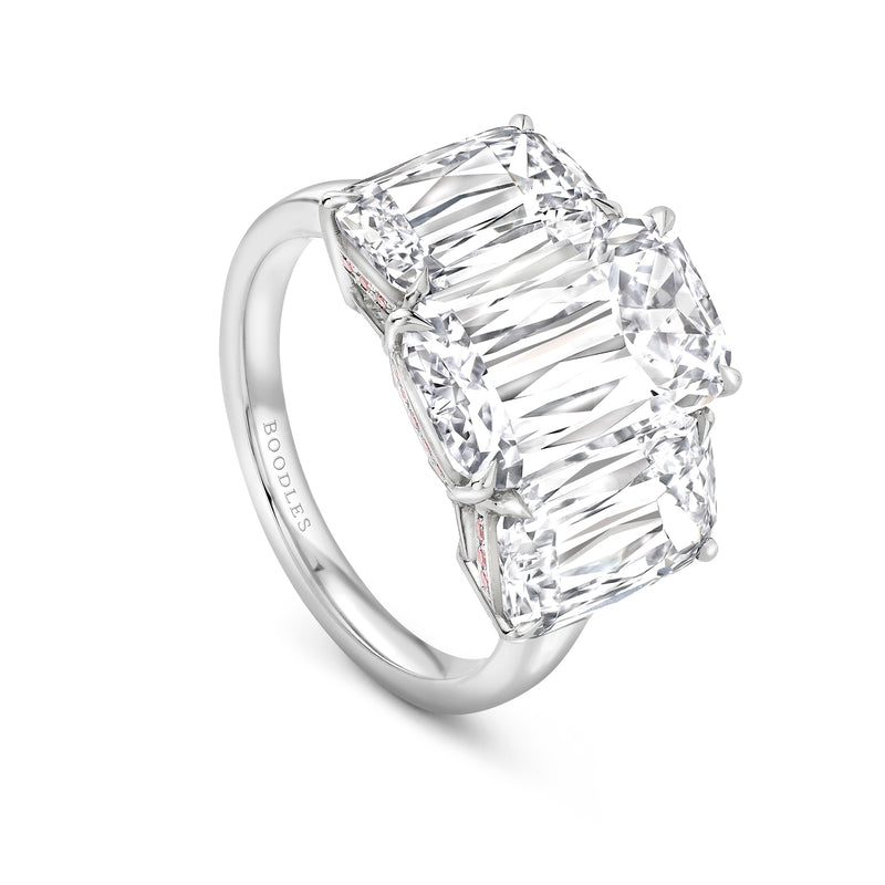 Trilogy Large Ashoka Diamond Platinum Ring