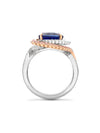 Monaco Oval Sapphire and Pink Diamond Platinum Ring