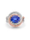 Monaco Oval Sapphire and Pink Diamond Platinum Ring