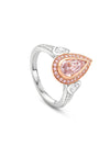 Vintage Pear Pink Diamond Platinum and Rose Gold Ring