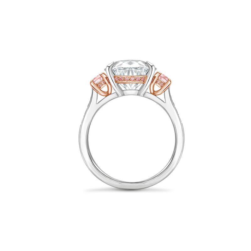 Classic Pear Cut Diamond Platinum and Rose Gold Ring